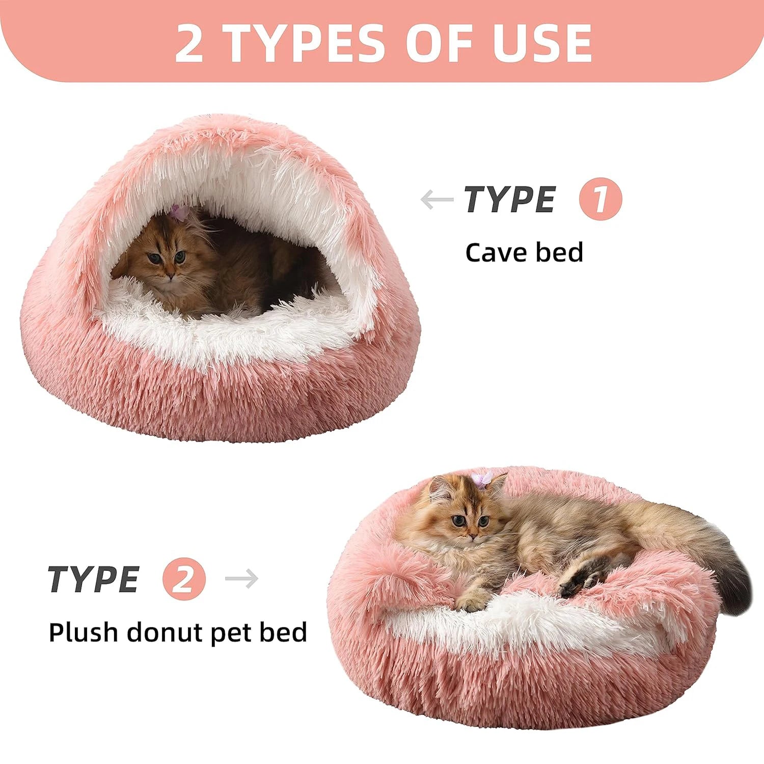 Fluffy Hooded Cat Bed for Cozy Comfort - Smarsty