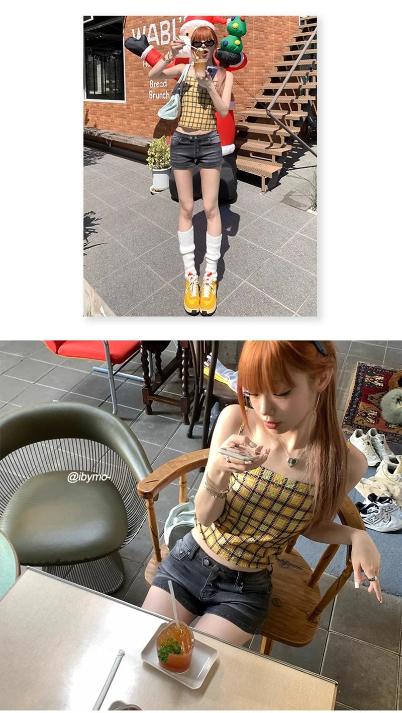 Women's Grey Denim Shorts Low Waist Mini Jeans Shorts 2000s Vintage 90s Y2k Emo Cowboy Short Pants Harajuku Clothes Summer 2024 - Smarsty