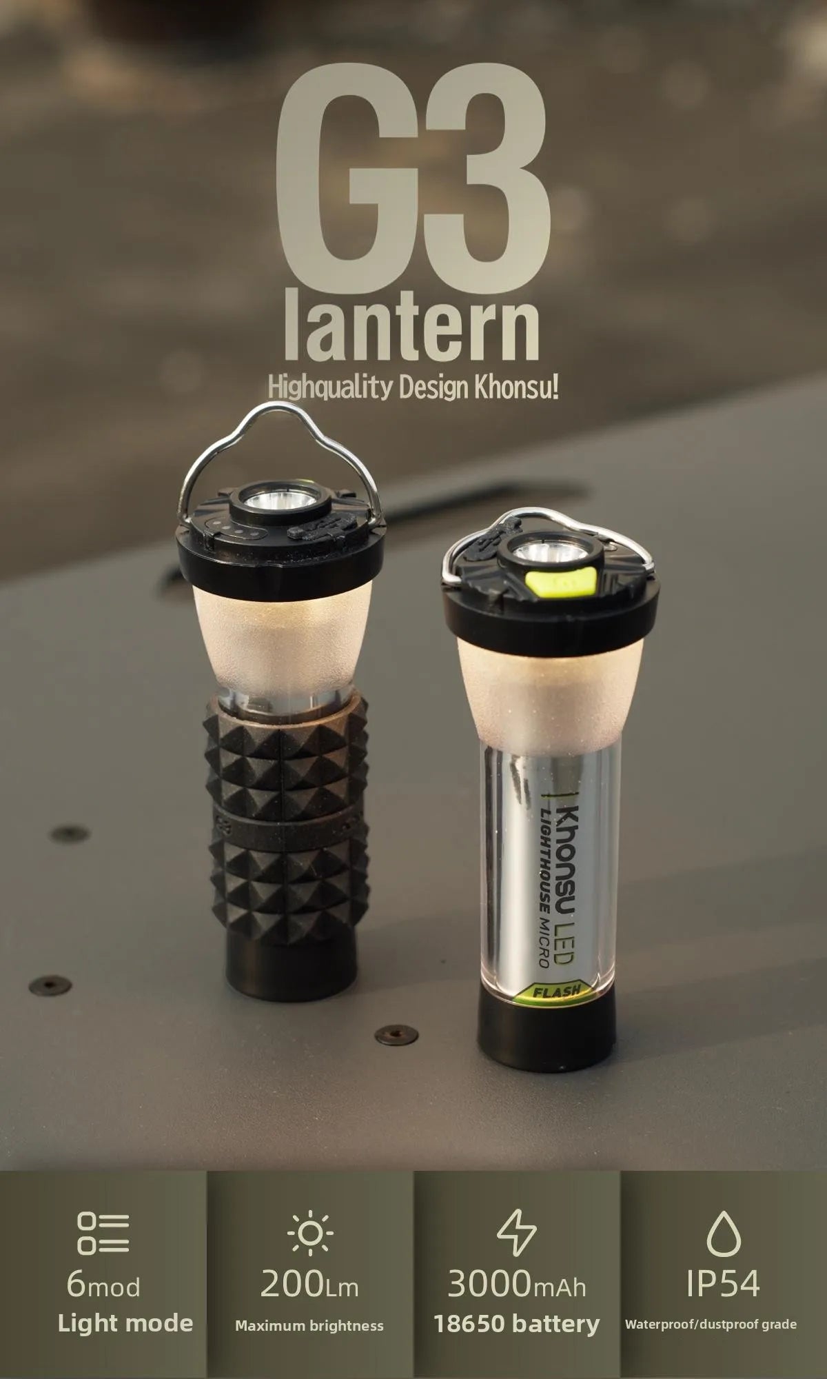 3000mah GZ Lighthouse camping light Super Long Battery Life LED Camping Tent Hiking Atmosphere Lamp Tower Flashlight