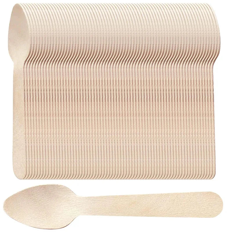 Disposable Wooden Spoons for Tasting and Sampling 50 to 200 Pcs - Smarsty
