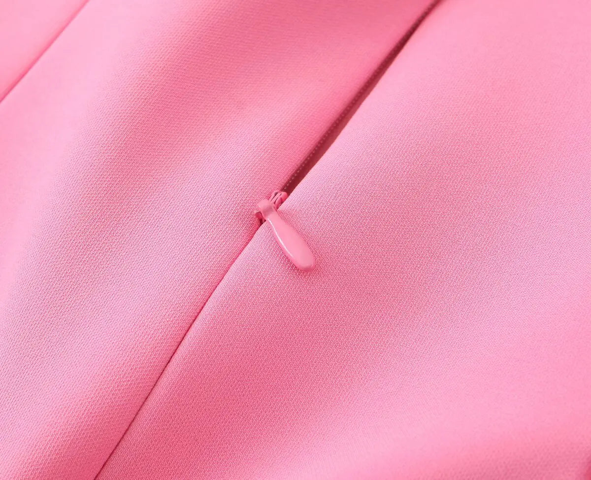 TFMLN Elegant Ladies Pink Spaghetti Strap Dress 2025 Summer New Simple Style Women Slim Short Dress Party Fashion A-Line Dress - Smarsty