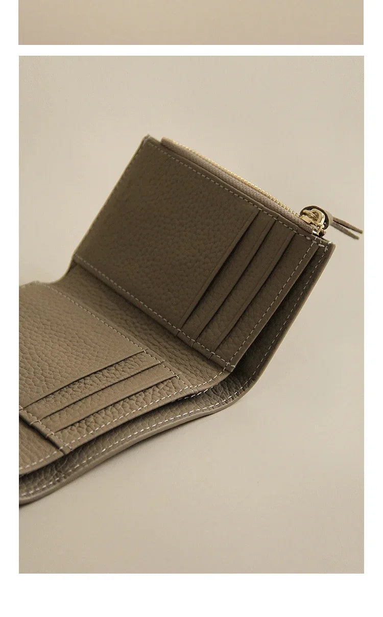 New PU Leather Small For Women Wallet Luxury Envelope Card Holder Brand Designer Multipurpose Zip Coin Cowhide Short Purse 2024