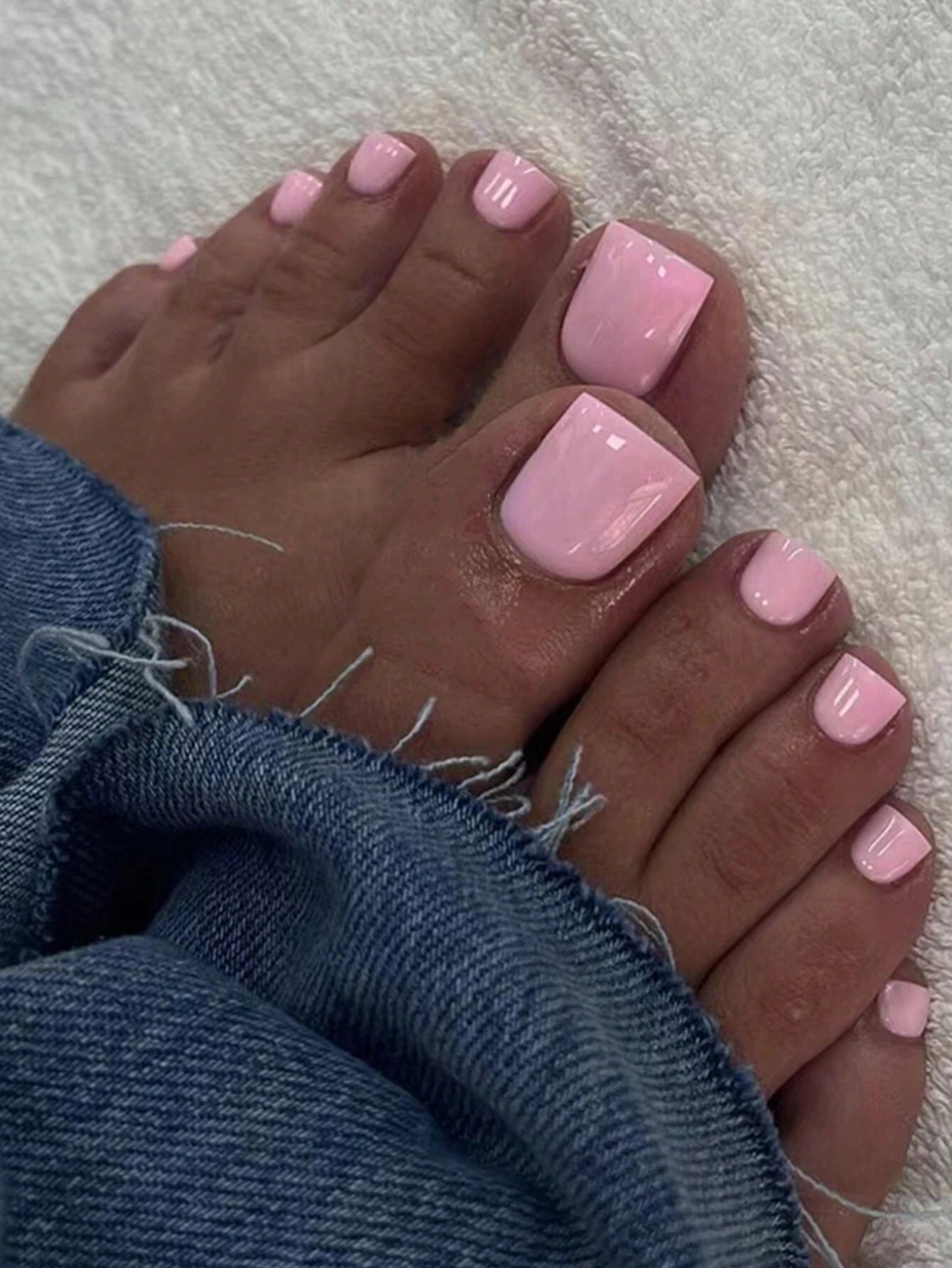 24PCS Pink French Tip Press On Toe Nails - Smarsty