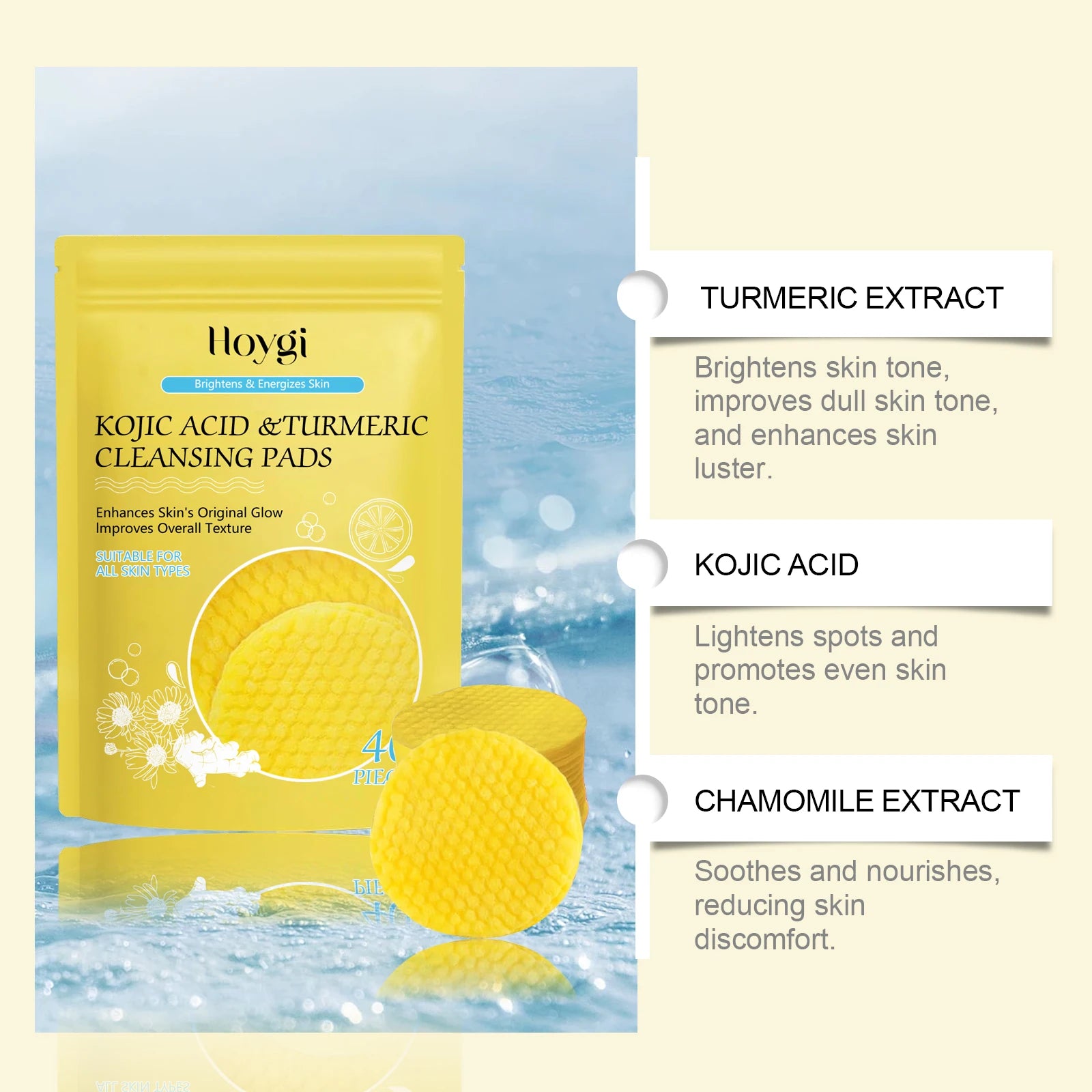 Turmeric Kojic Acid Cleansing Pads for Radiant Skin - Smarsty