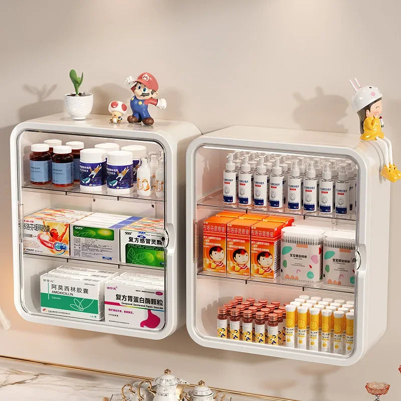 Wall hanging no punching family installation standing medical cabinet drug toy storage rack multi-layer storage box by Smarsty