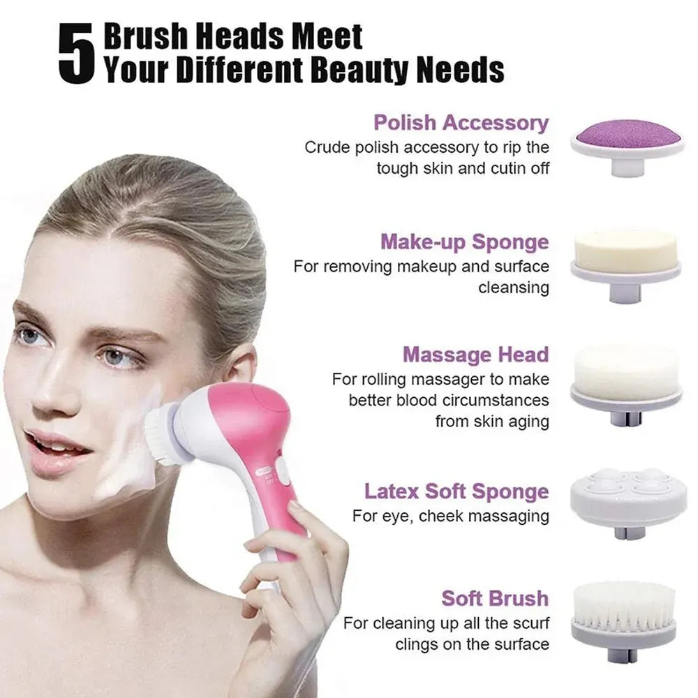 Electric 5 In 1 Facial Brush With Pore Cleaner - Smarsty