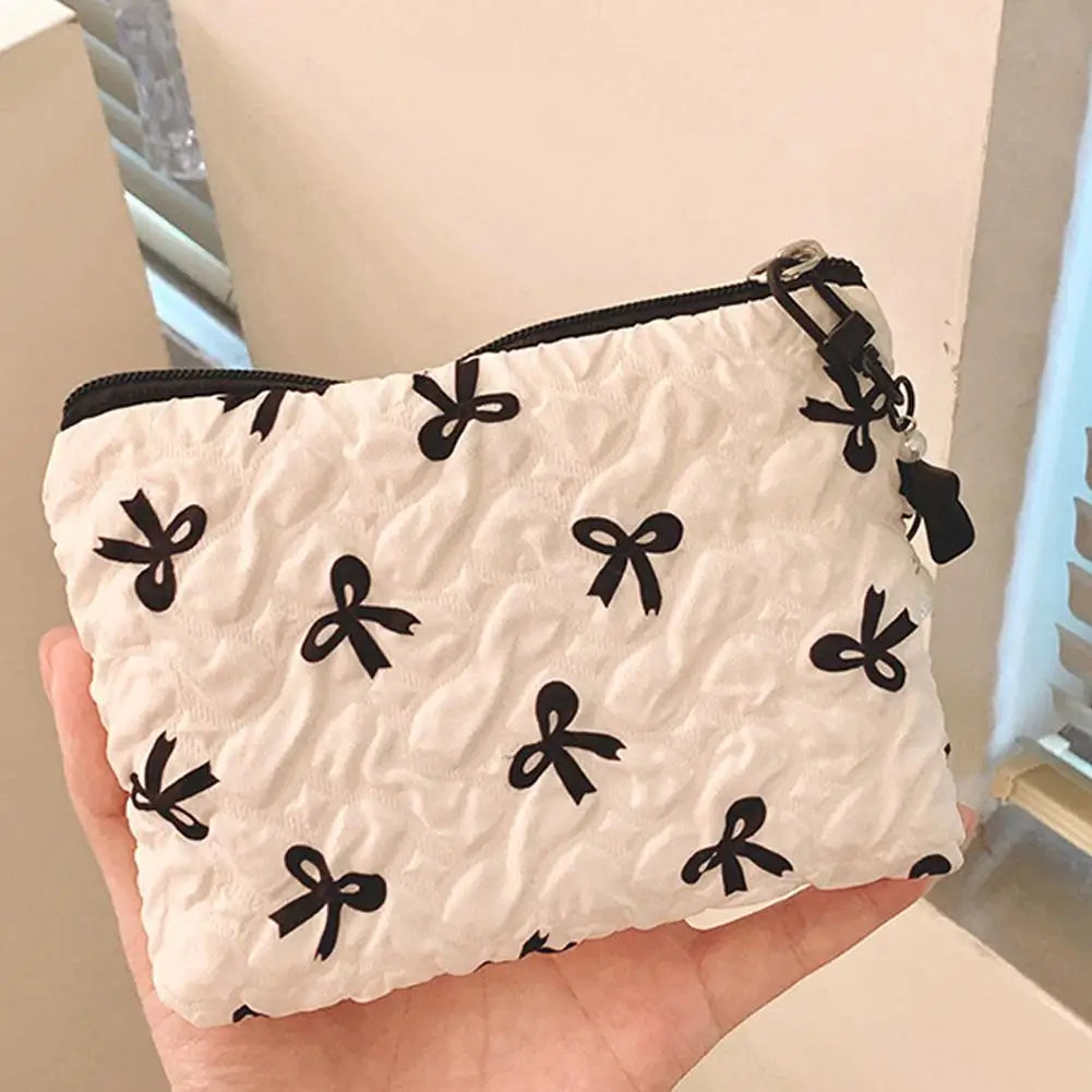 Bow Canvas Makeup Bag Large Capacity Travel Organizer - Smarsty