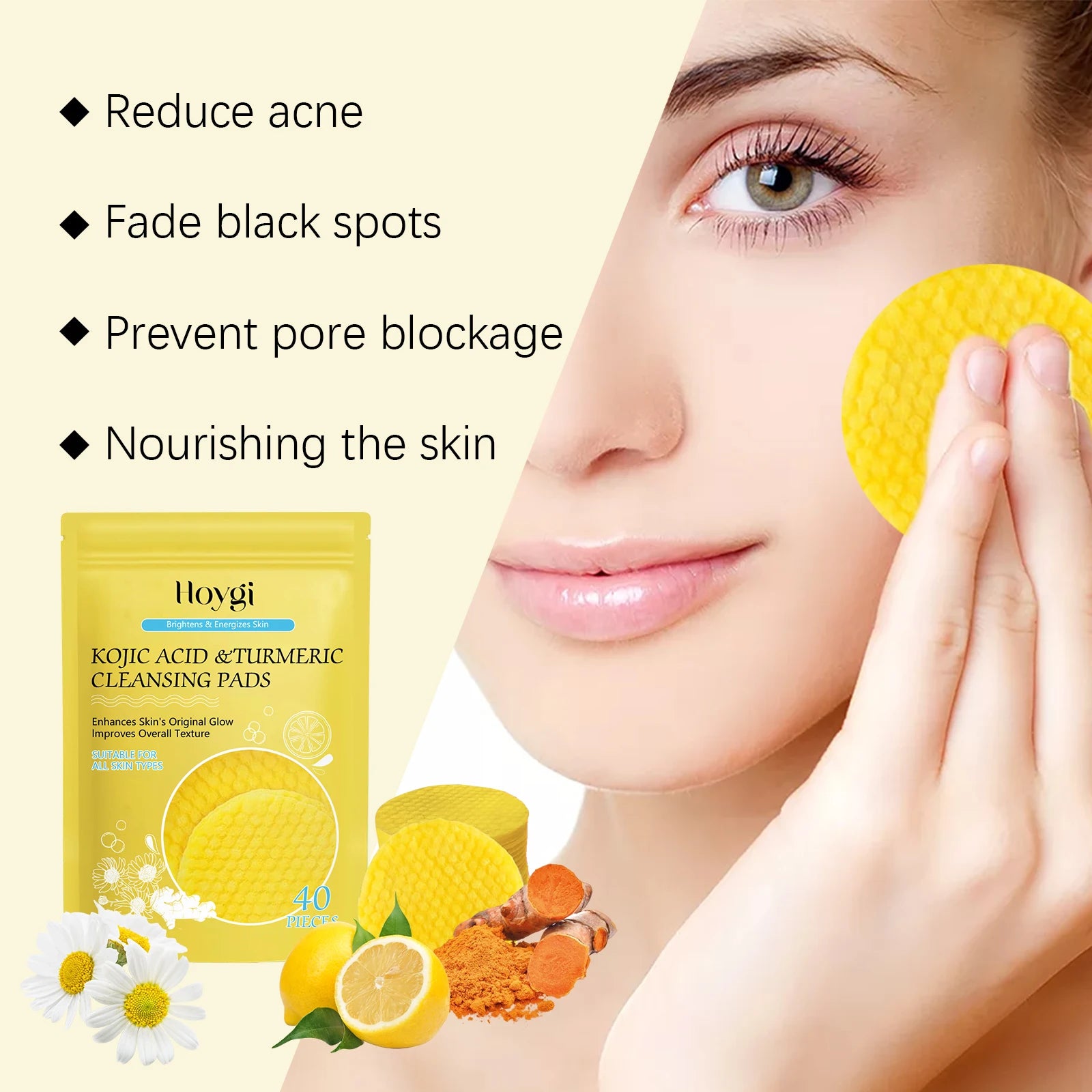 Turmeric Kojic Acid Cleansing Pads for Radiant Skin - Smarsty