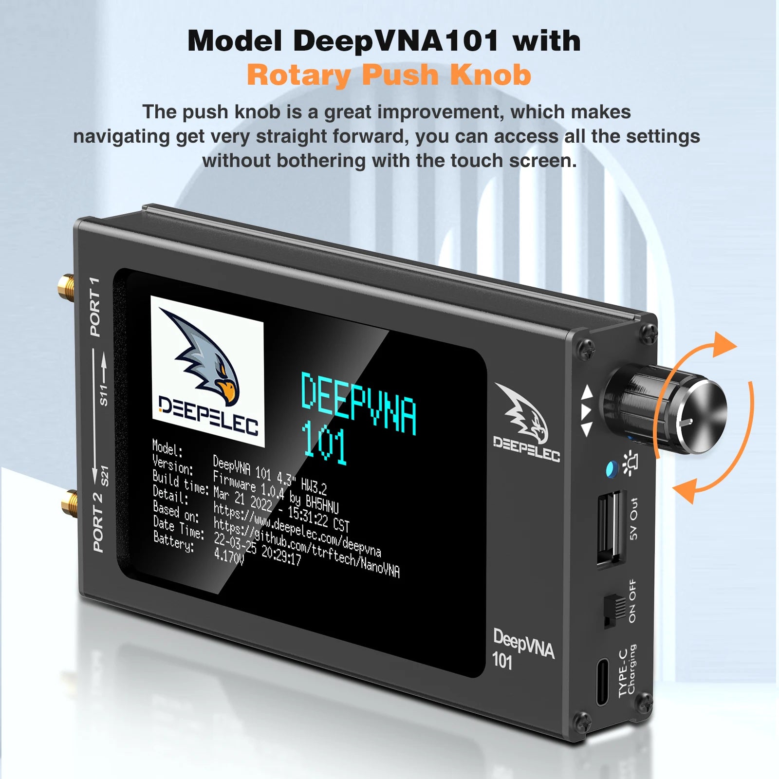 DeepVNA-101 4.3 Inch Antenna Analyzer with Metal Case - Smarsty