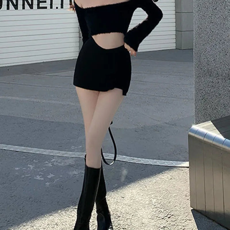 Black Split Mini Skirts Women Summer Sexy Club High Waist Slit Skirt Streetwear Korean Party Fashion Irregular Slim A Line Skirt - Smarsty