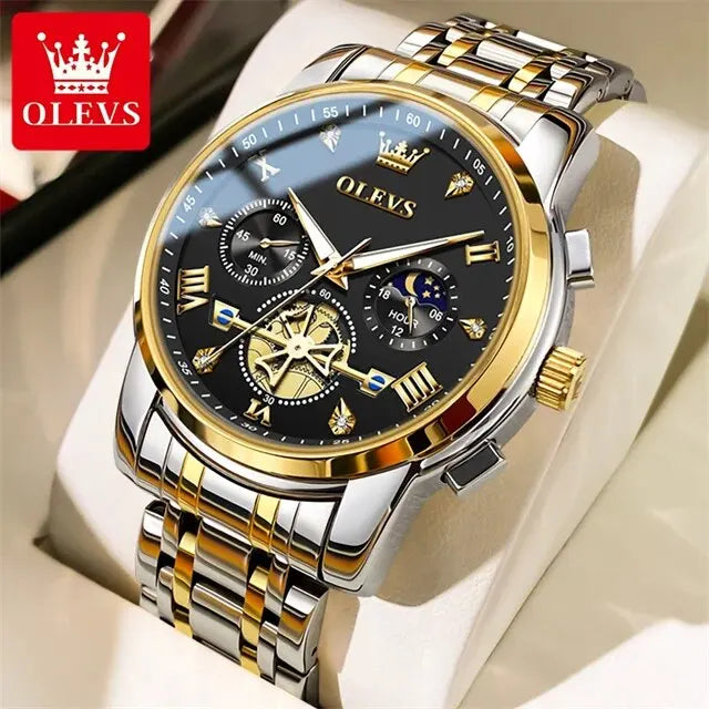 OLEVS Luxury Quartz Watch with Moon Phase Feature - Smarsty