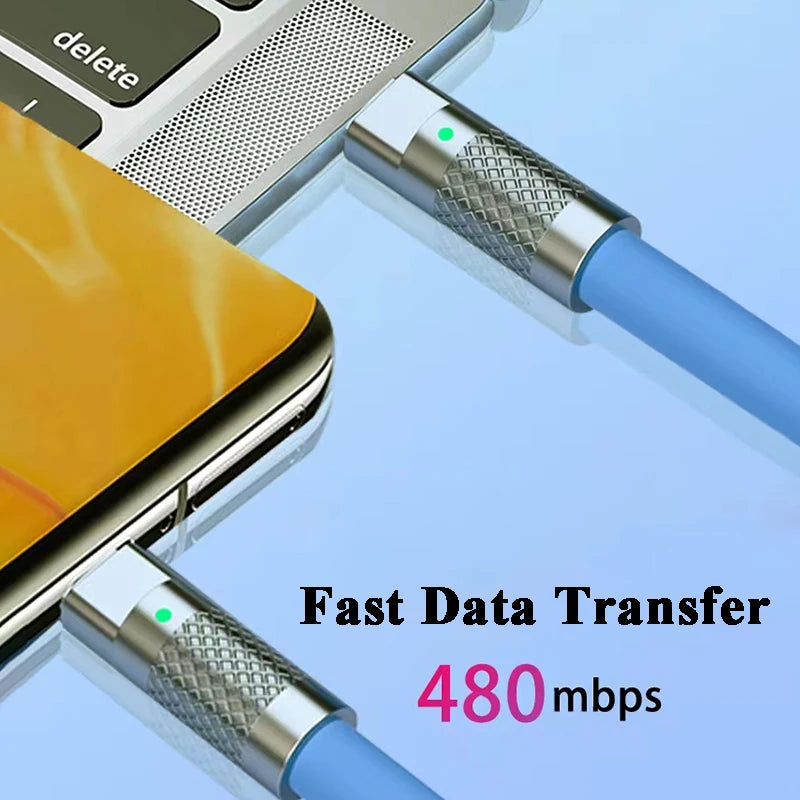 120w 6a Super Fast Charge PD Type C Liquid Silicone Cable Quick Charge 1M 2M Usb Cable Usb C to C Charger Cable - Smarsty