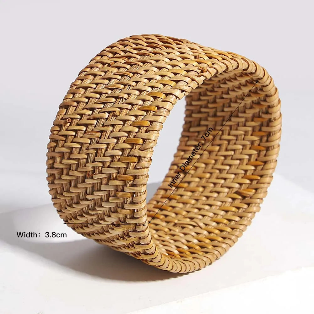 Boho Bamboo Rattan Weave Bracelet for Women - Smarsty