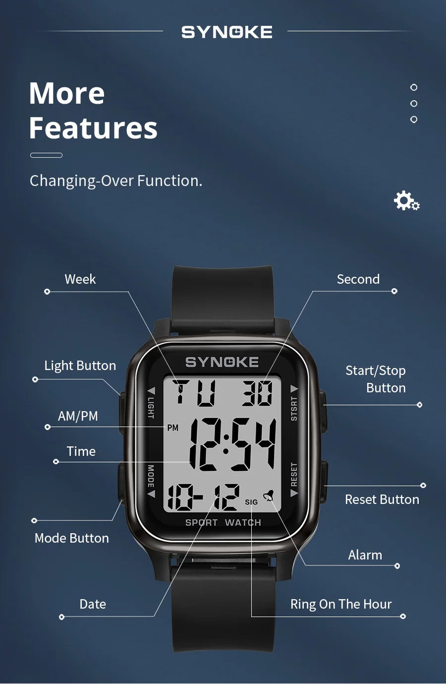 SYNOKE Waterproof Military Digital Watch for Men - Smarsty