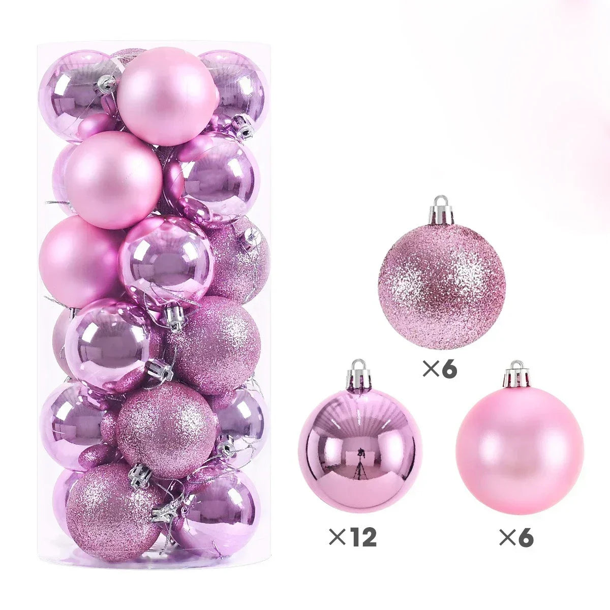 24Pcs 3/4/6CM Christmas Balls Big Ball Christmas Tree Pendant Ornaments for Party Decor 2025 New Year Navidad Gifts Accessory