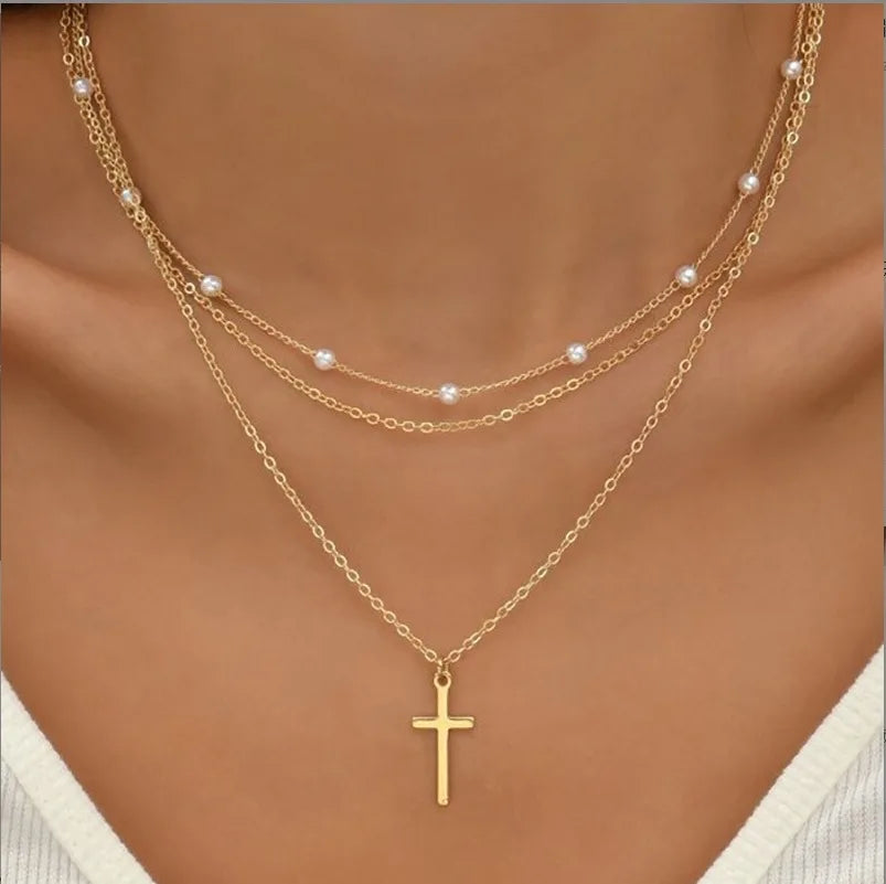 Women's Pearl Necklace Set with Heart Pendant - Smarsty