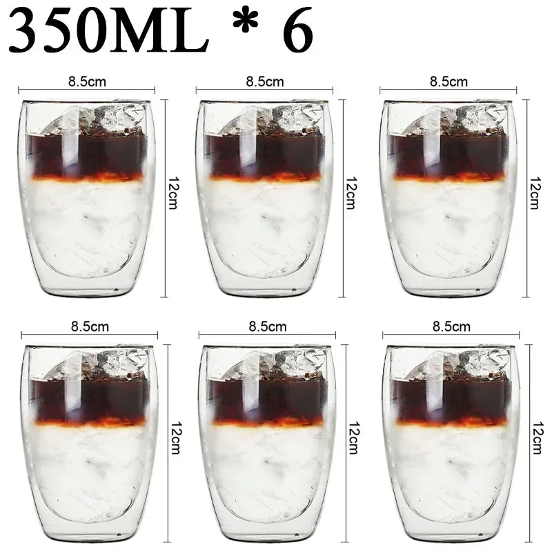 Double Wall Borosilicate Glass Mugs Set Heat Resistant - Smarsty