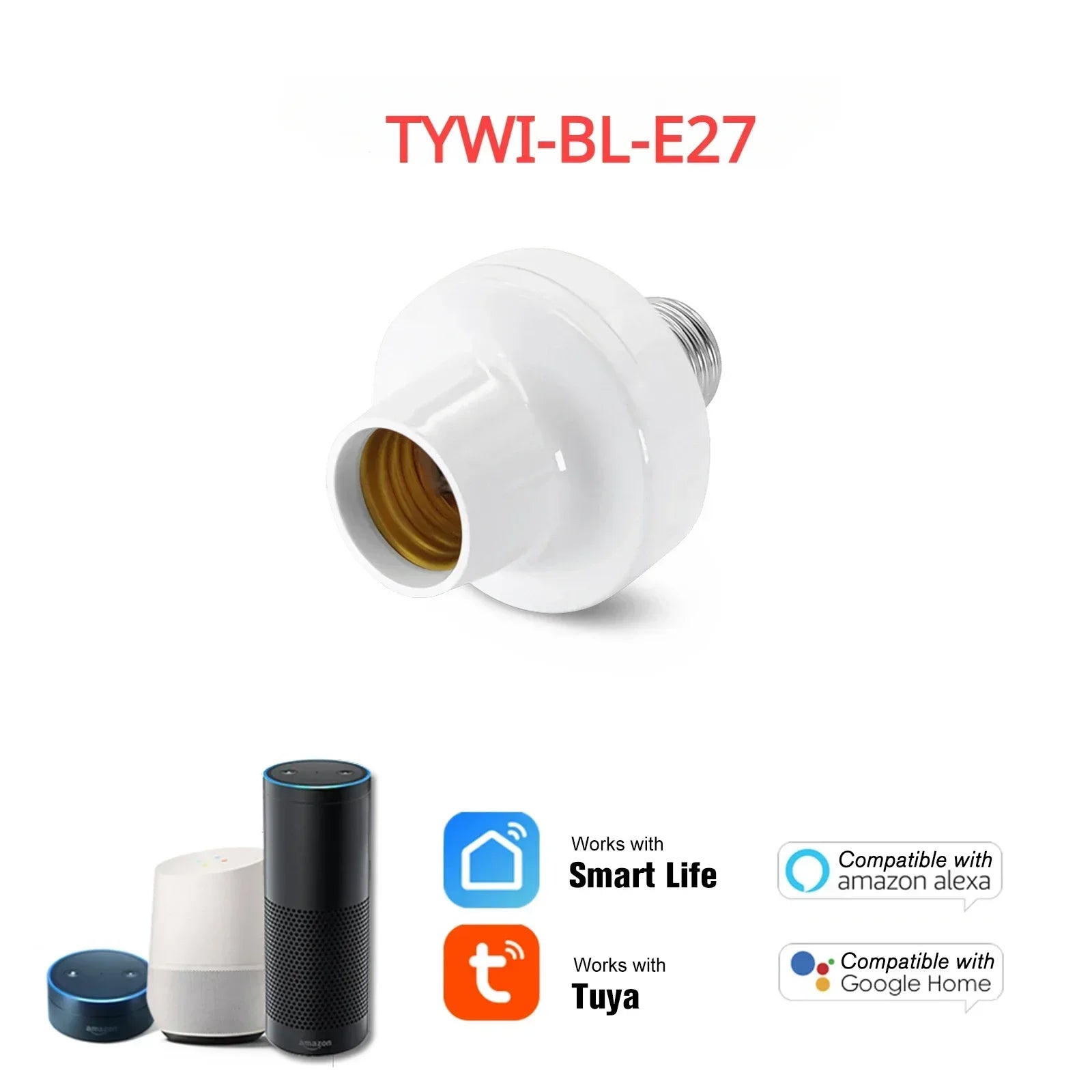 Smart E27 Socket Adapter for Voice Control Lighting - Smarsty