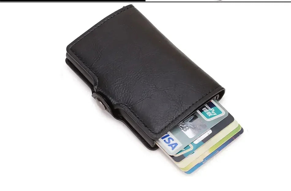 Carbon Fiber Rfid Blocking Men ID Credit Card Holders Wallet Leather Metal Business Bank CreditCard Cardholder Case Carteras
