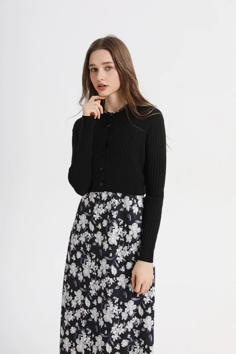 AS 2025 spring summer elegance satin dress + knitted top match set maxi floor length woman clothes
