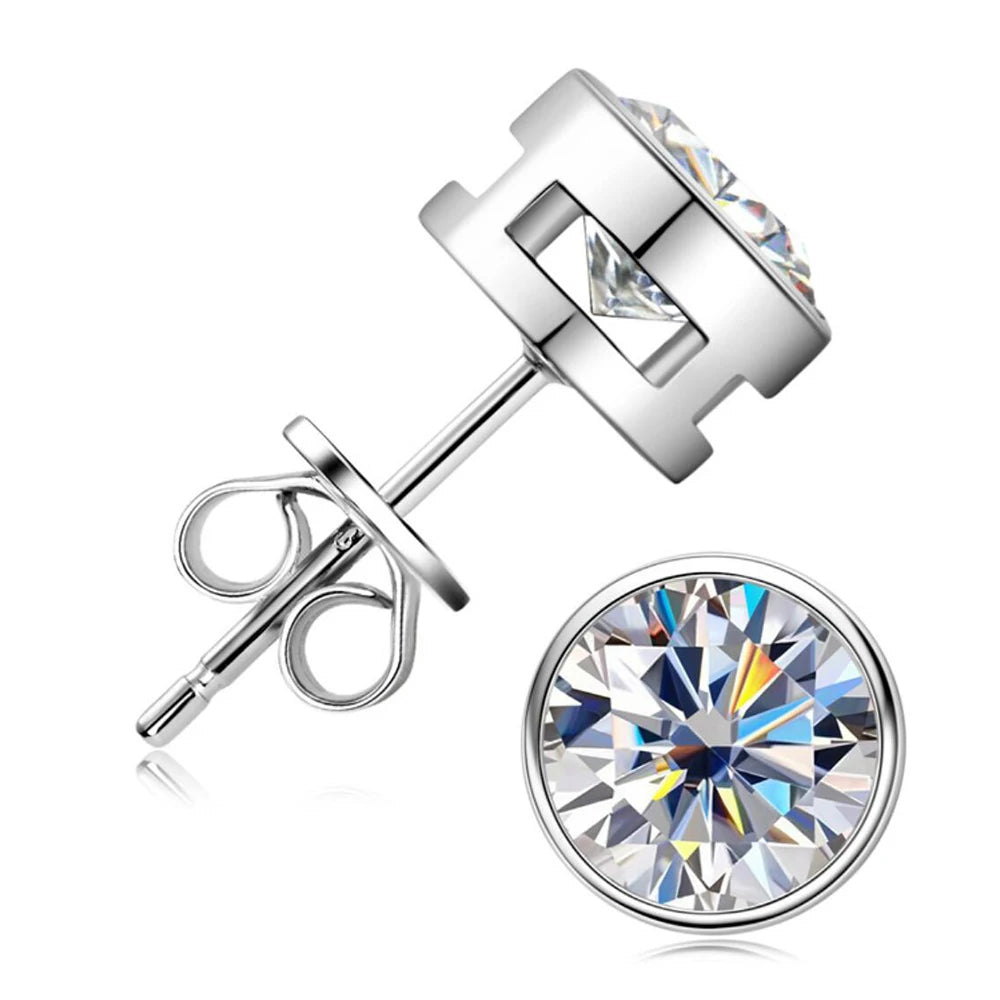 Moissanite Stud Earrings 0.5-2ct 18K Gold Plated Luxury - Smarsty