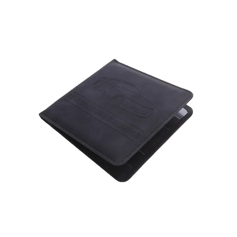 Car Registration Driver's License and Insurance Card Holder - Leather Vehicle Glove Box Automobile Documents Paperwork Organizer