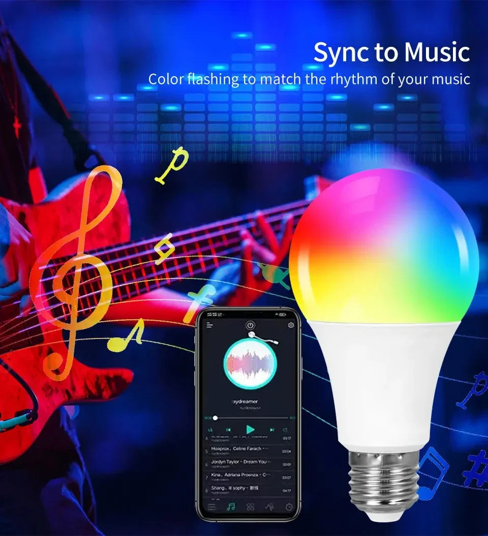 Tuya Smart E27 LED Bulb with RGB Colors and Remote Control - Smarsty