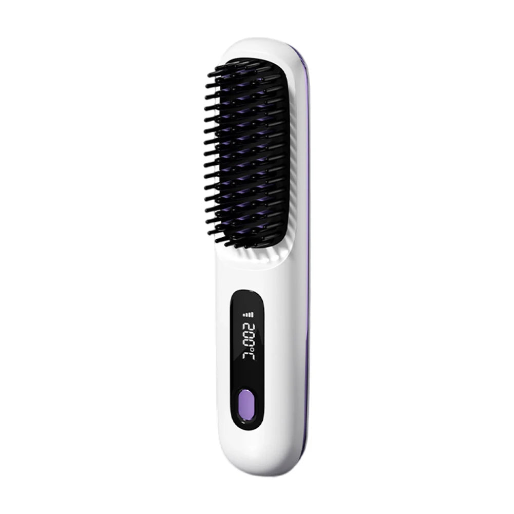 Cordless Hair Straightener Portable Straightener Brush 3 Adjustable Temp Hair Straightening Brush Anti-scald for Hair Styling