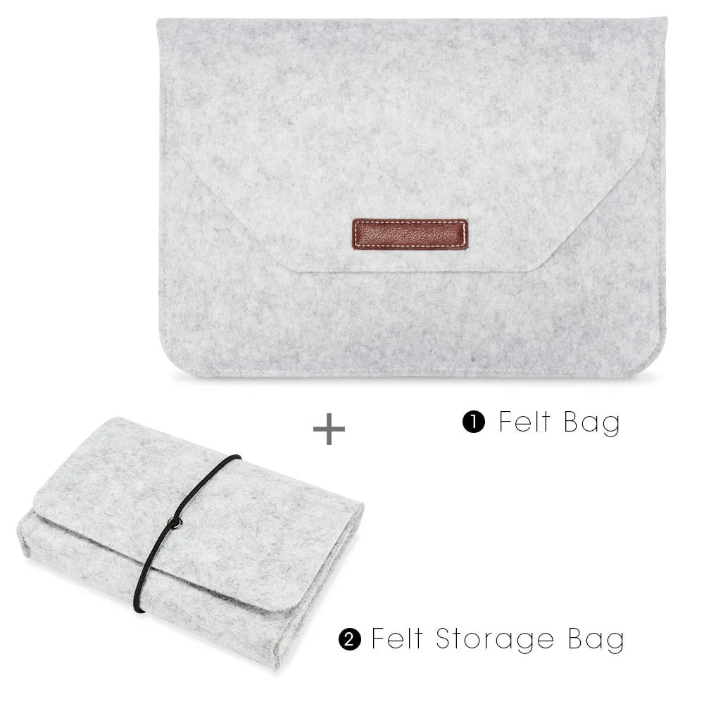 Wool Felt Laptop Sleeve 11 To 15.6 Inch With Mousepad