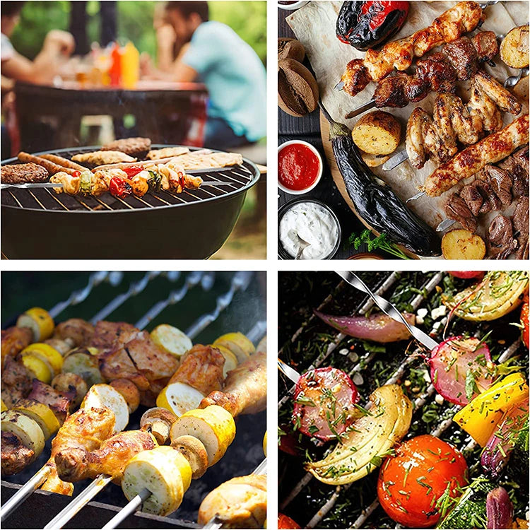 Stainless Steel Barbecue Skewers Reusable Easy Clean Design - Smarsty
