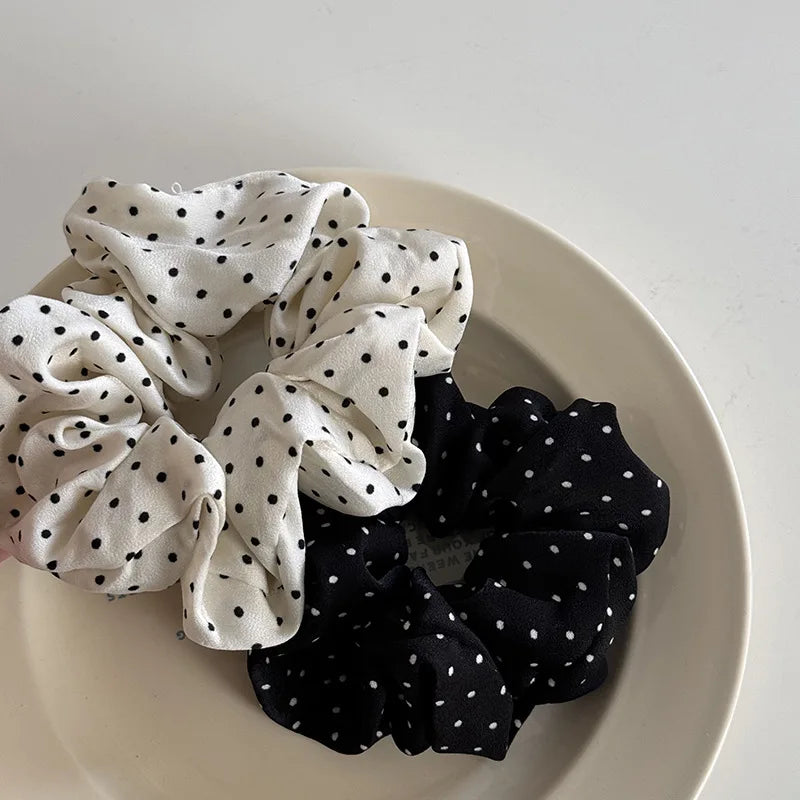 Elegant French Dot Scrunchies Soft Elastic Hair Ties - Smarsty