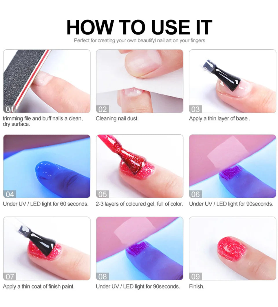 Acrylic Gel Nail Extension Kit with UV LED Lamp - Smarsty