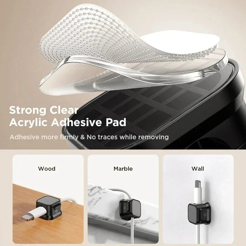 Magnetic Cable Clip Cable Holder Adhesive Wire Keeper Cord Cable Organizer for Home Office Under Desk Management - Smarsty