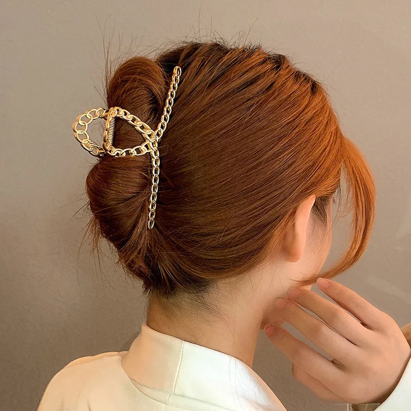 Korean Geometric Metal Hair Clip Durable Alloy Claw - Smarsty