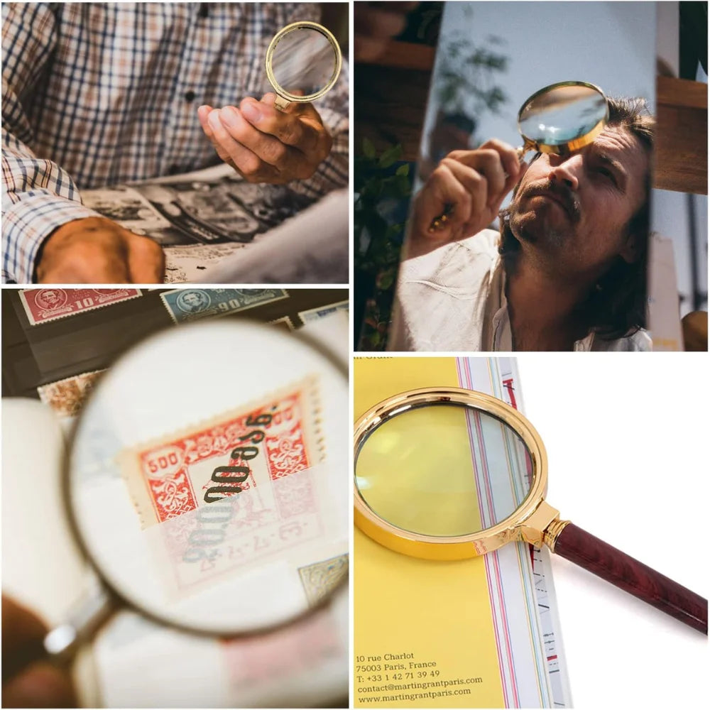 10X Handheld Magnifier with Wooden Handle for Reading - Smarsty