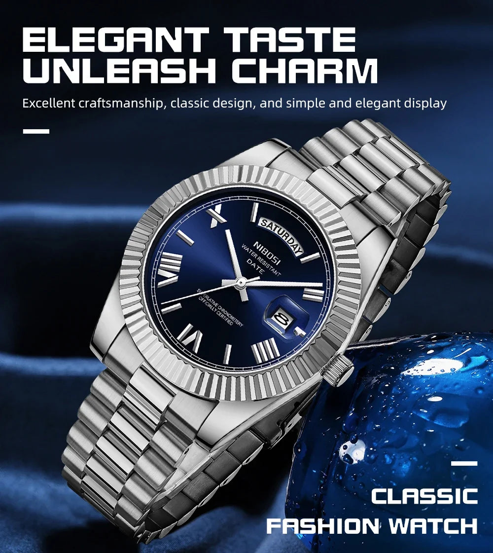 NIBOSI Luxury Stainless Steel Quartz Watch for Men - Smarsty