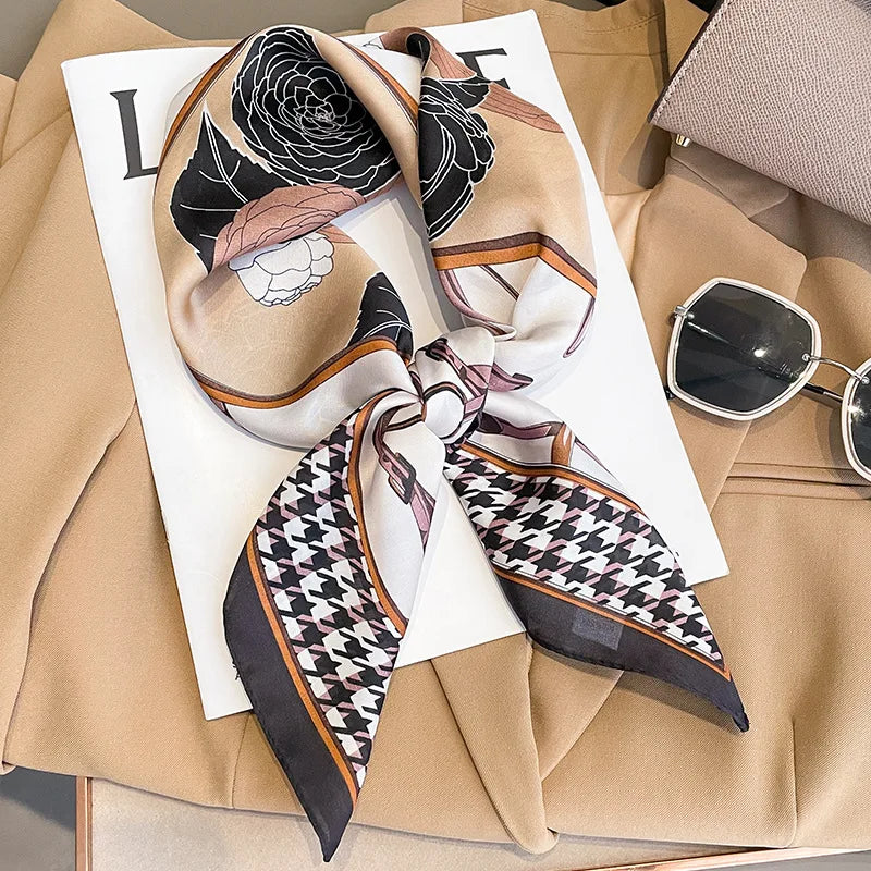 Satin Silk Square Scarf for Women Sun Protection - Smarsty