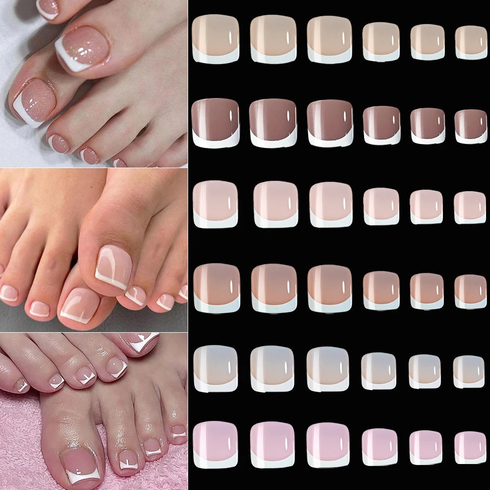 120Pcs French Fake Toenails in 9 Colors for Summer Style - Smarsty