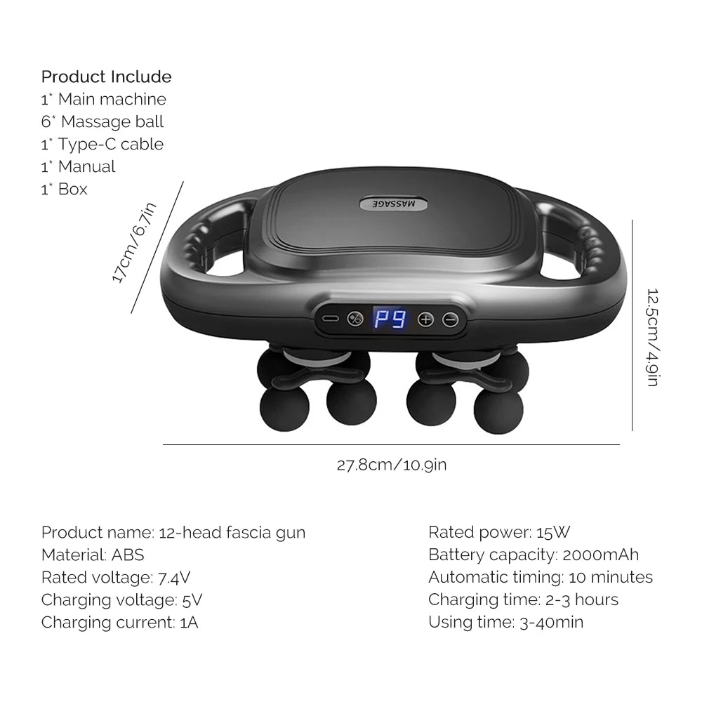 16-Head Fascia Gun High-Frequency Vibration Body Massage Gun Back and Waist Massager Neck Shoulder Massager Muscle masajeador - Smarsty