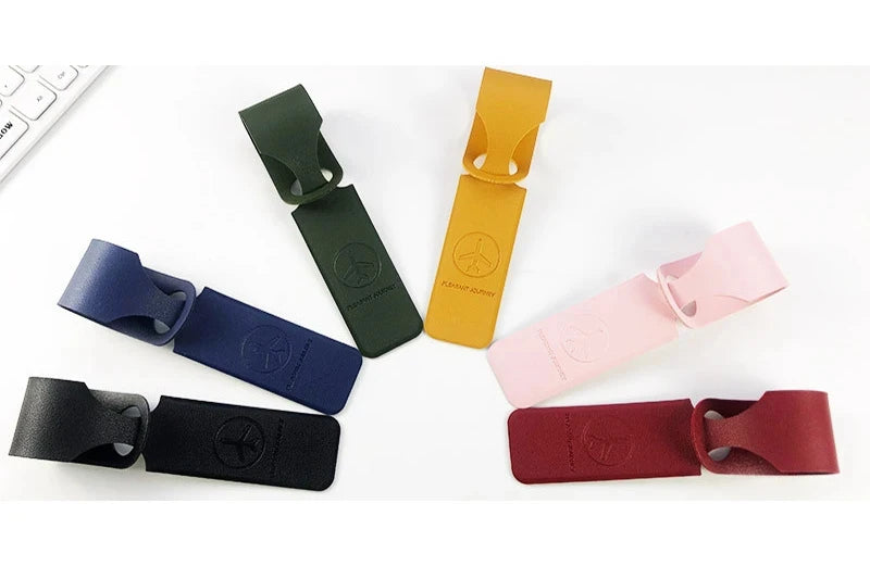 1PC PU Leather Luggage Tag Creative Baggage Suitcase Identifier ID Addres Holder Boarding Tags Portable Label Travel Accessories - Smarsty