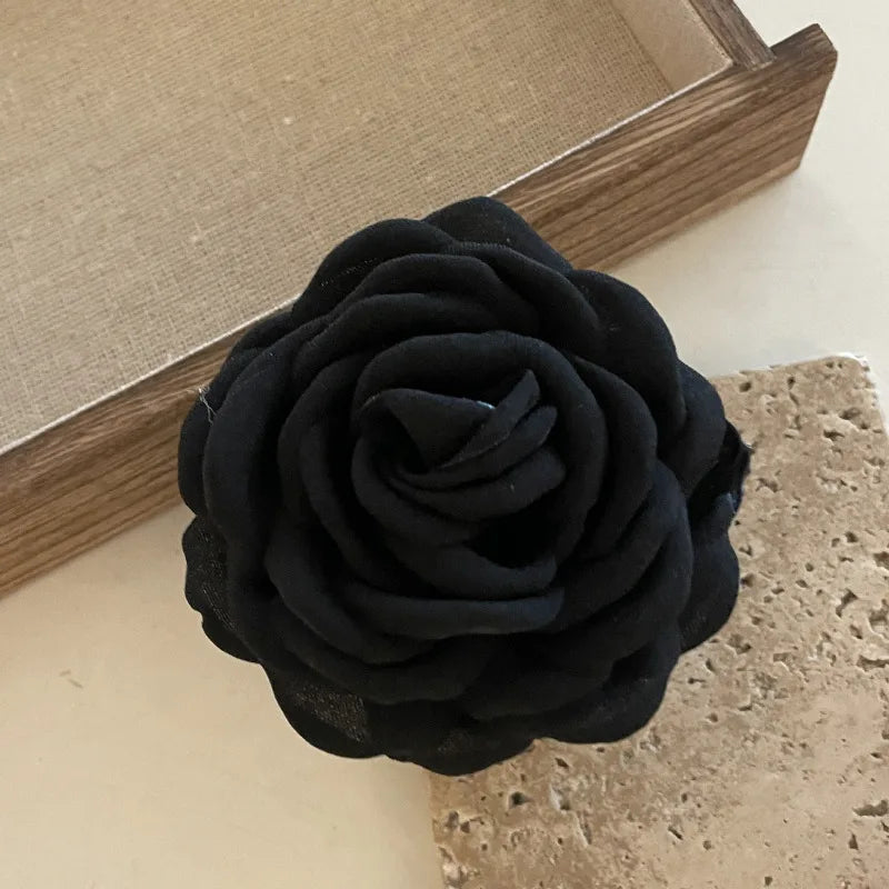 French Fabric Rose Hair Claw Clip Elegant Gift For Women - Smarsty