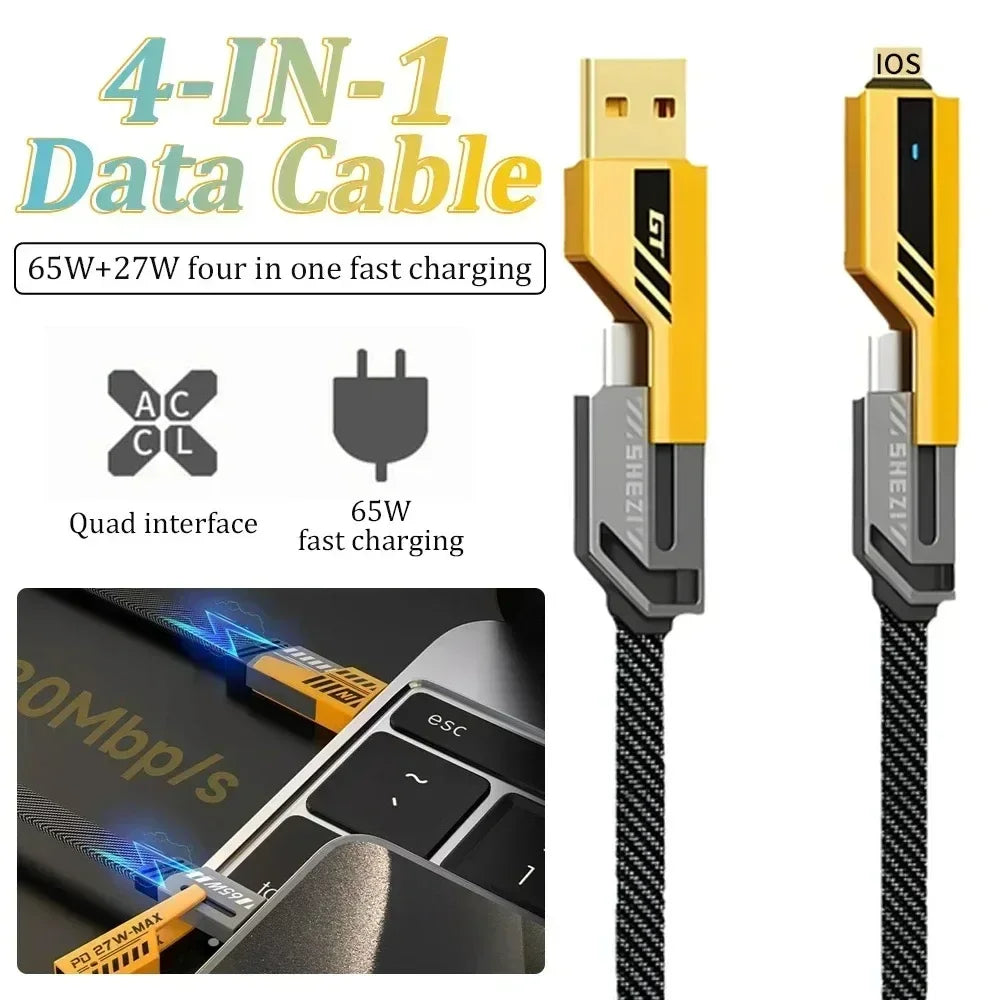 65W 4 in 1 Fast Charging USB Data Cable - Smarsty