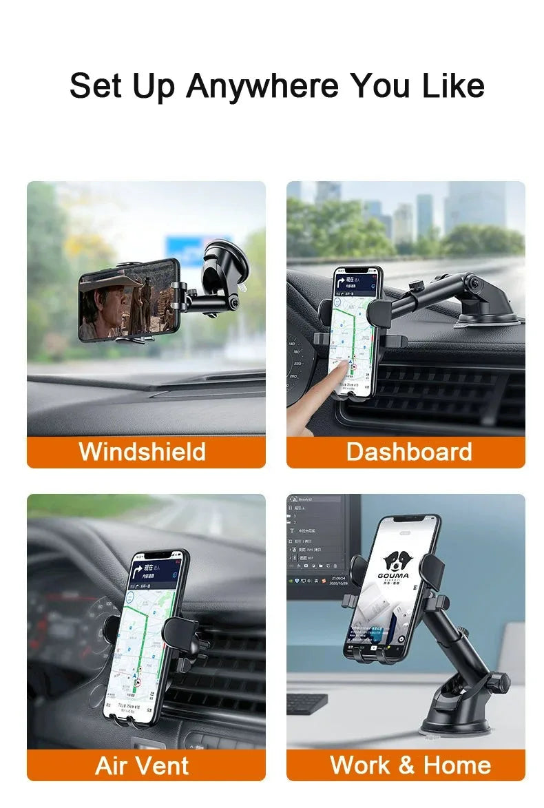 Car Phone Holder Gravity Clamp With Dashboard Sucker Mount - Smarsty