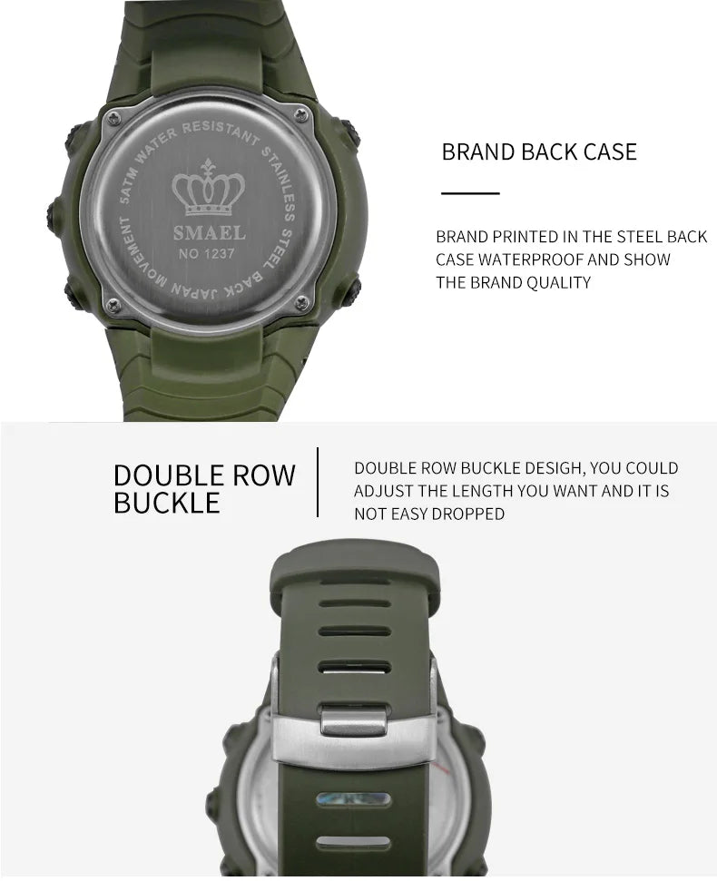 SMAEL Waterproof Digital Sports Watch with Big Dial - Smarsty