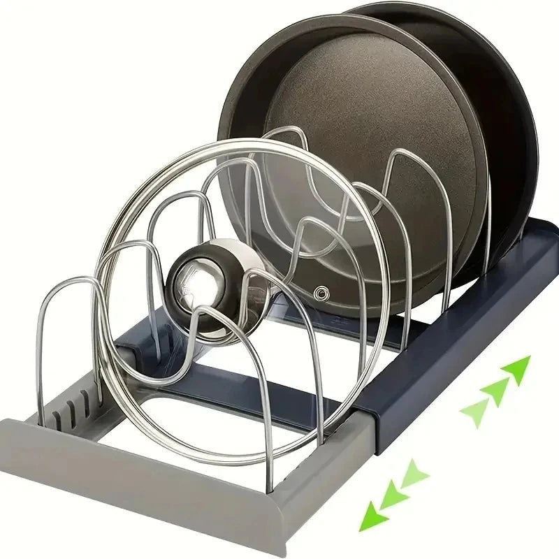 Expandable Stainless Steel Storage Rack Kitchen Cabinet Holder for Pan Pot Lid Cutting Board Drying Cookware Dish Rack Organizer by Smarsty