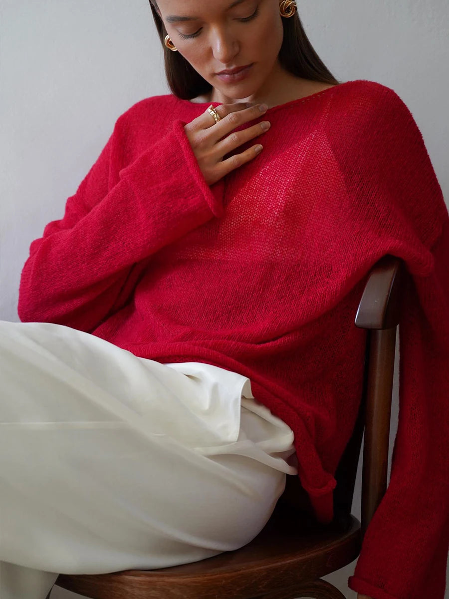 Hirsionsan Elegant Sweater Women 2024 Summer Autumn Casual Fashion Loose Women Pullovers Chic Pink White Jumper Sueter Mujer - Smarsty