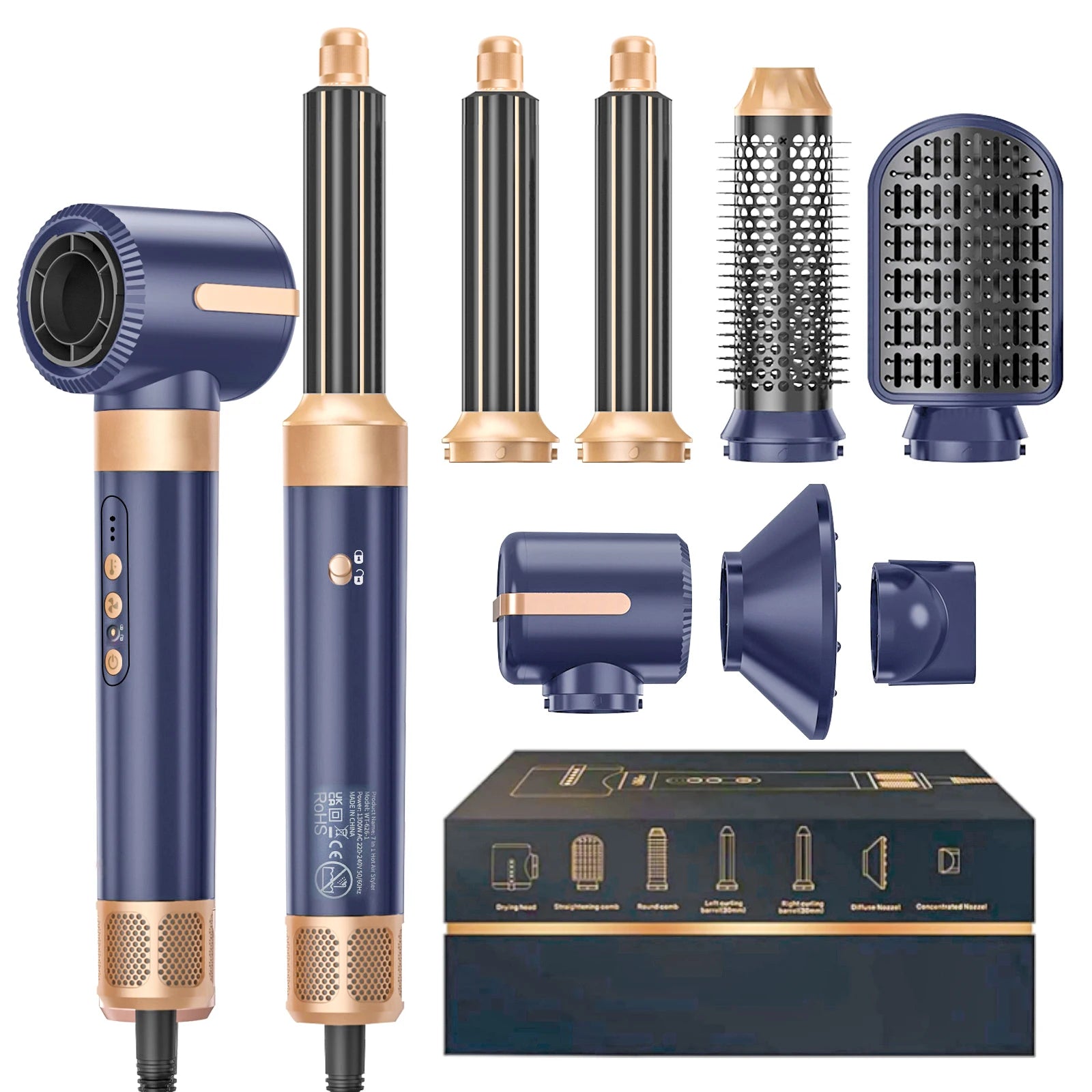 High Speed 7 In 1 Hair Dryer Brush with Diffuser - Smarsty