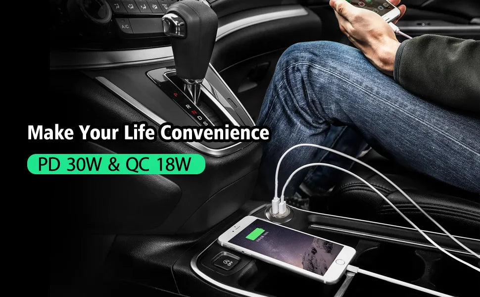 250W 5-in-1 PD QC3.0 Car Charger Fast Charging USB C for IPhone,Samsung Galaxy, IPad Pro, Multi-Port Cigarette Lighter Adapter - Smarsty