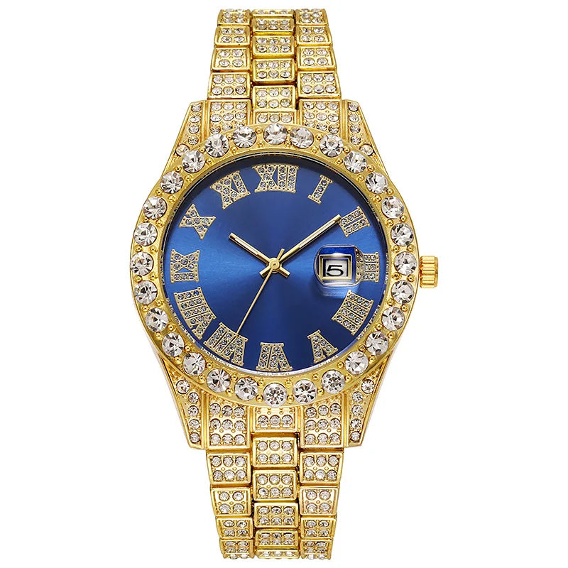 Luxury Men's Quartz Watch with Rhinestone Detail - Smarsty