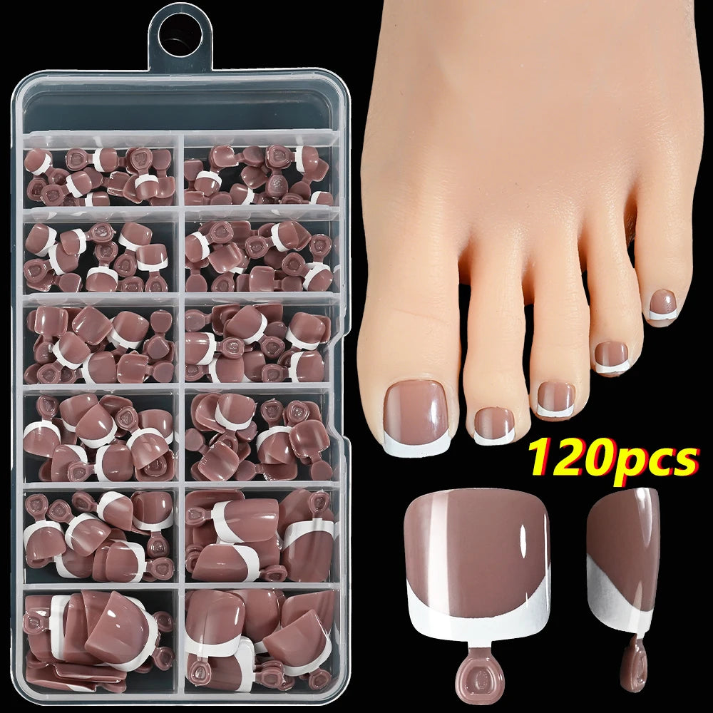 120Pcs French Fake Toenails in 9 Colors for Summer Style - Smarsty
